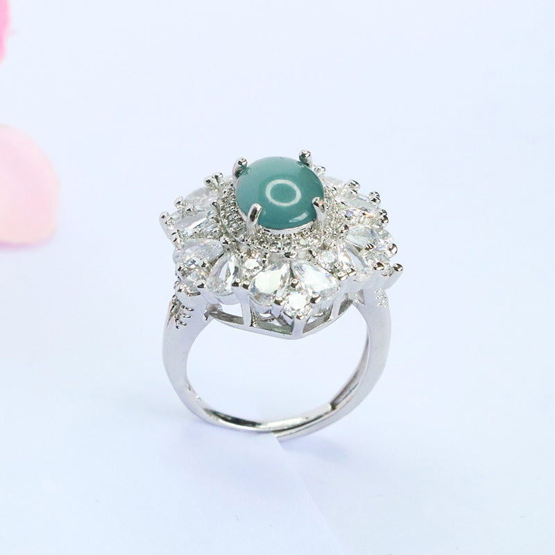 Blue-Water Jadeite Sculpted Glow Ring