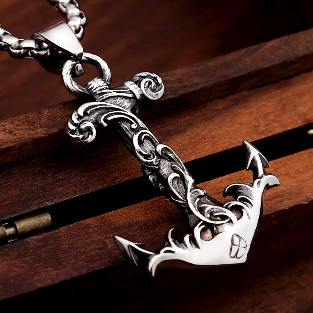 Vintage Anchor Stainless Steel Men's Pendant Necklace