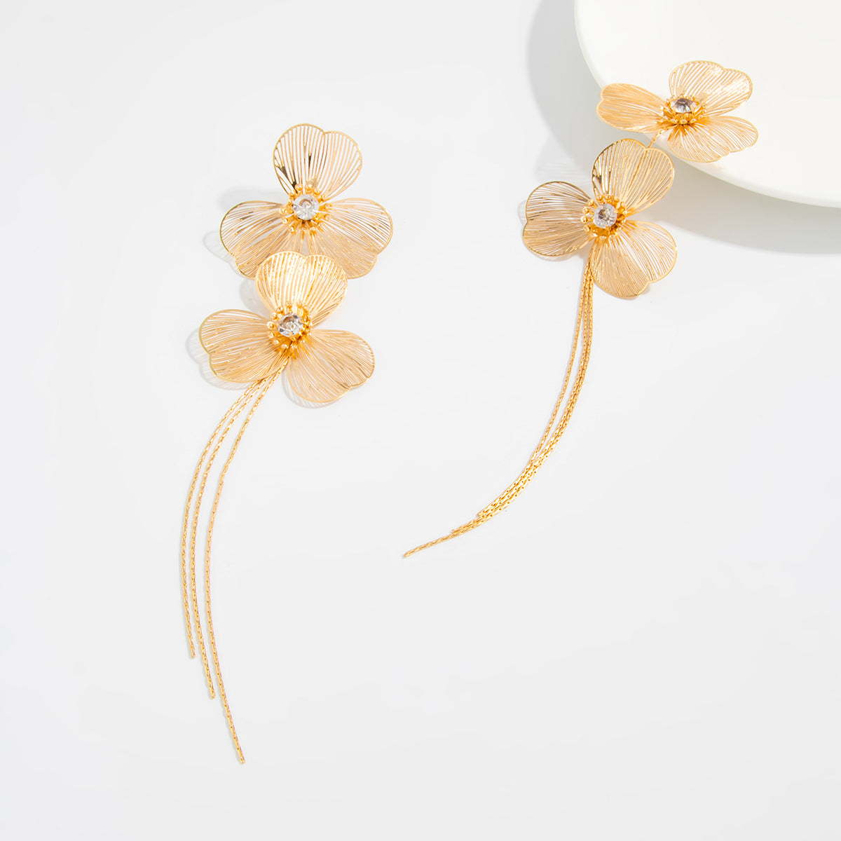 Ginkgo Biloba Flower Earrings With Long Snake Bone Chain Fringe For Elegant Women Planderful Vienna Verve Statement