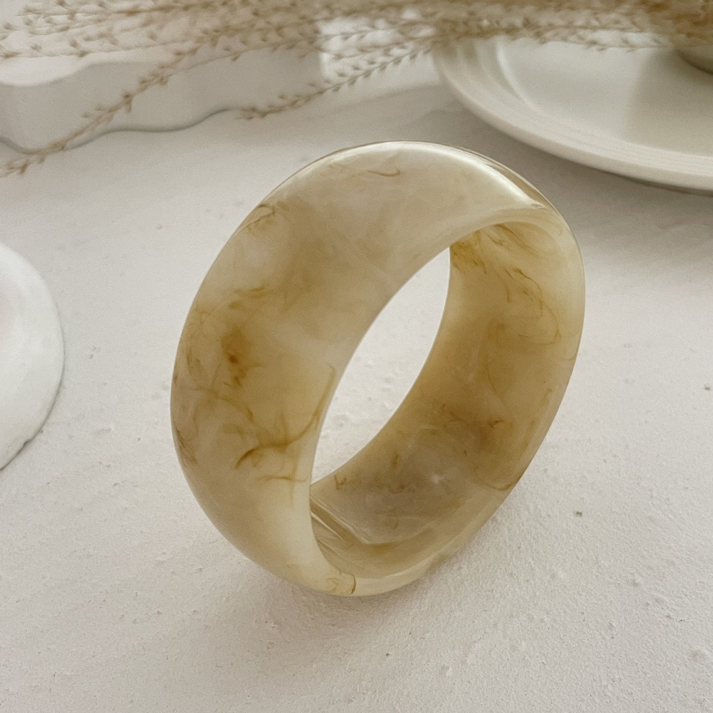 Planderful Vienna Verve Retro Resin Wide Bracelet For Bold Women Statement Jewelry