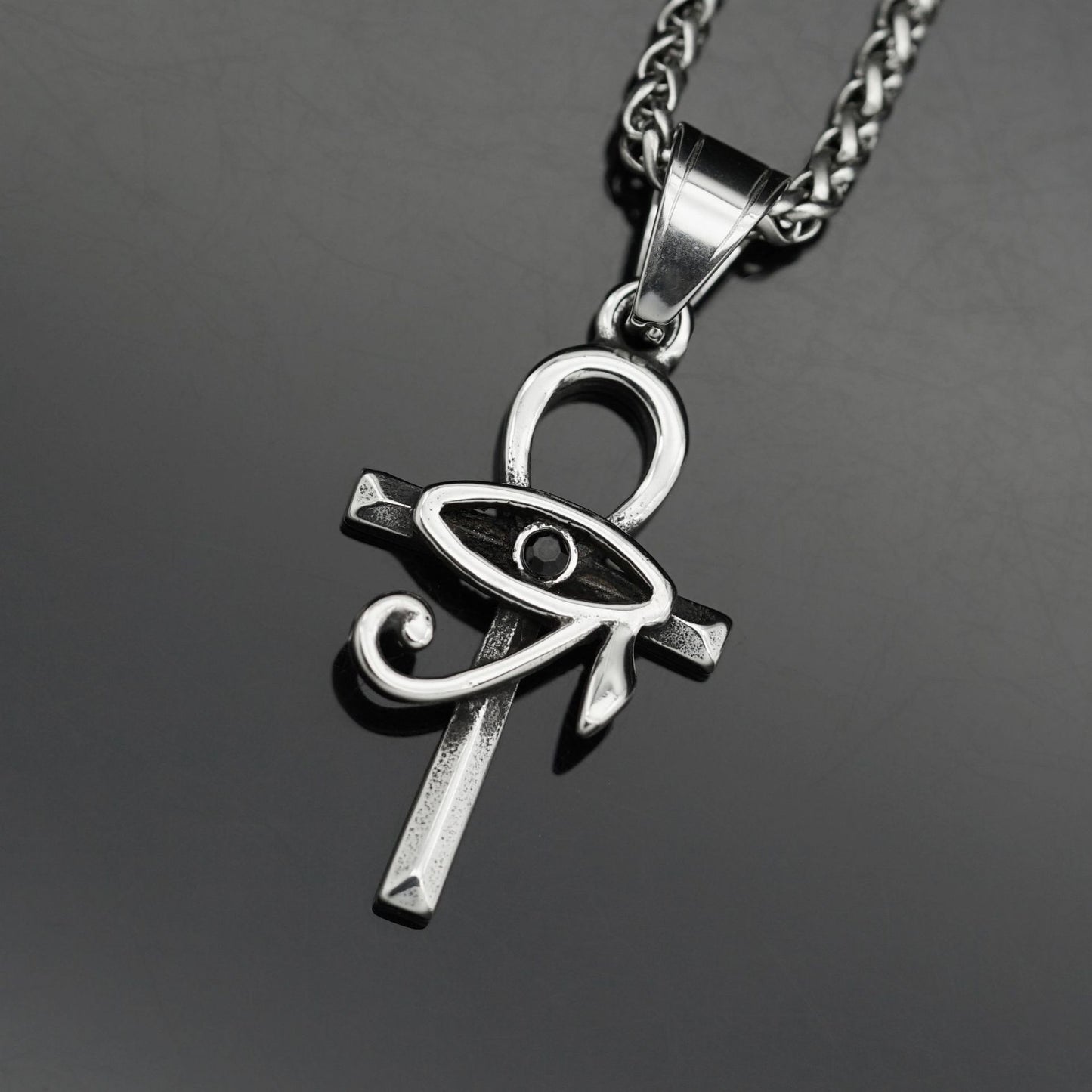 Steel Necklace - Vintage Eye Of Horus Pendant