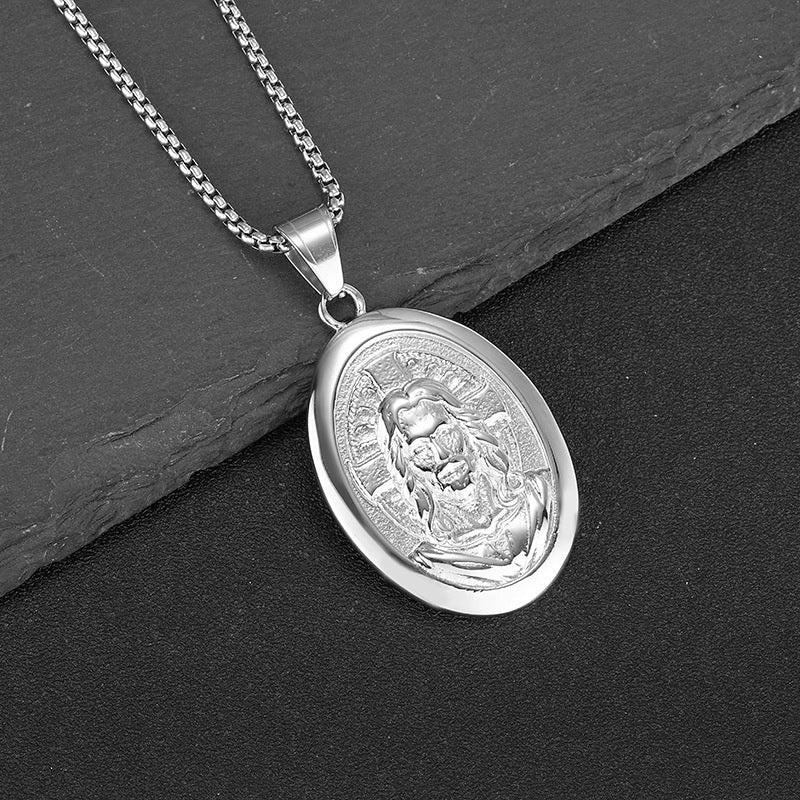 Planderful Everyday Genie Men's Portrait Pendant Necklace Stainless Steel Gold Plated