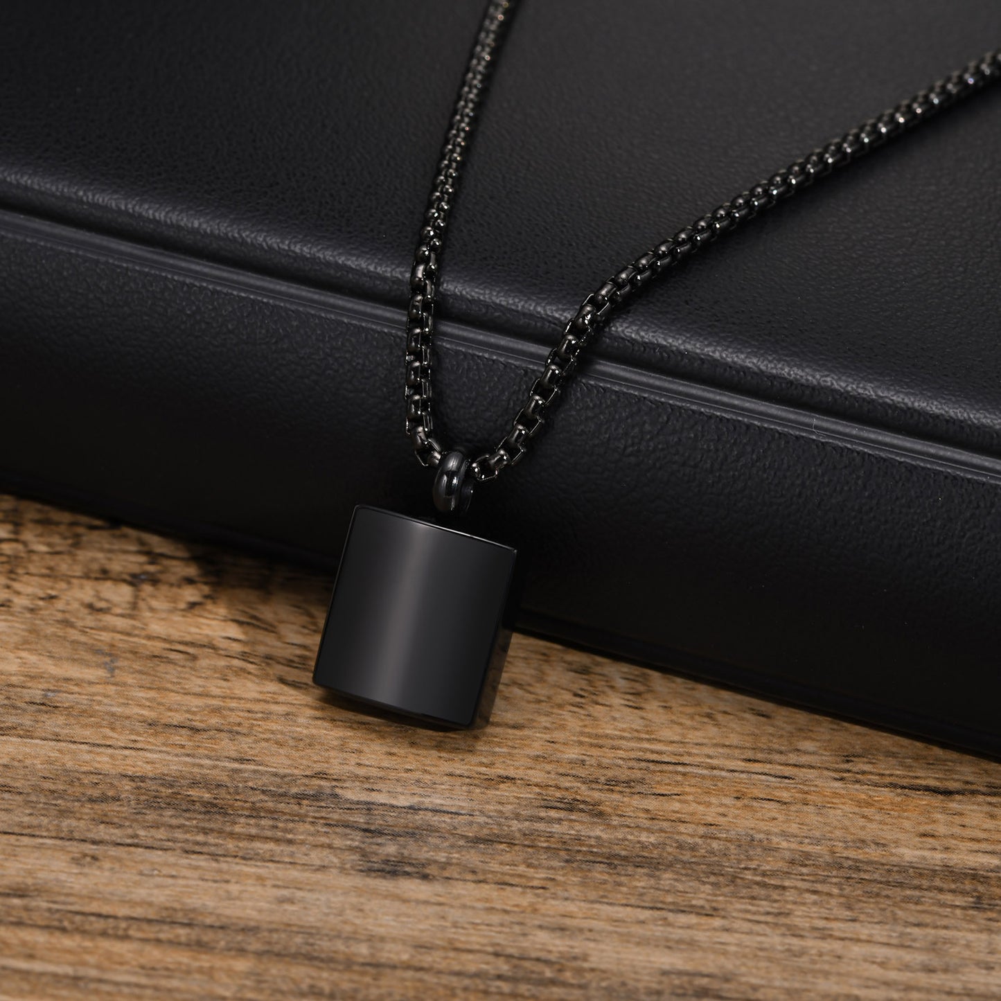 Stainless Steel Simple Small Square Surface Light Pendant for Men