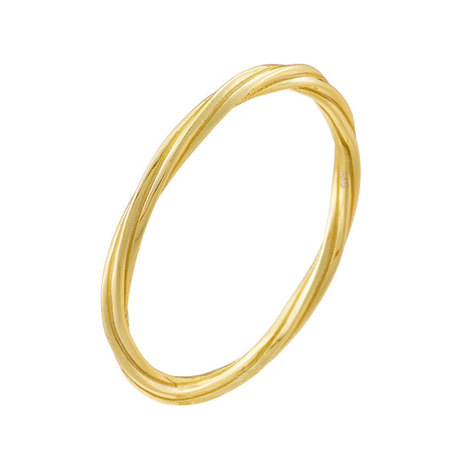 S925 Sterling Silver Plain Circle Geometric Line Winding Ring Cold Wind Ring Jewelry
