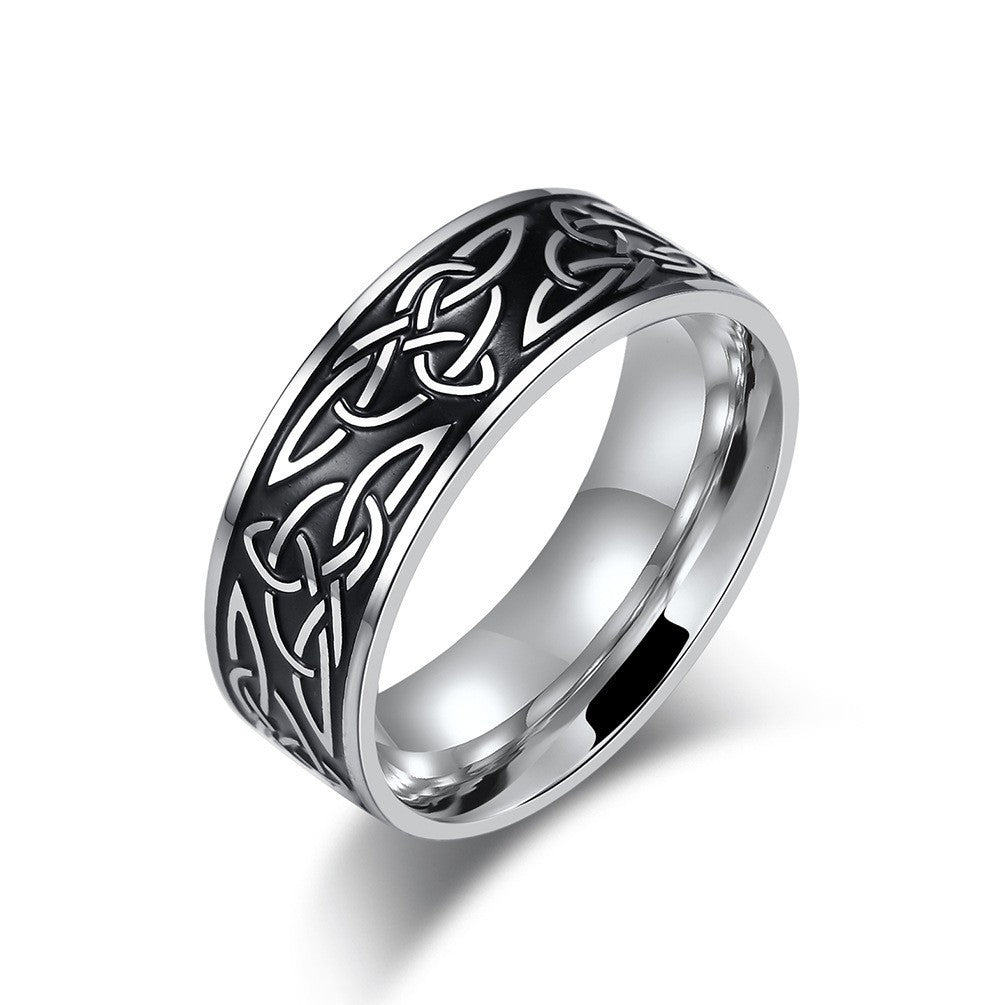 Amazon Nordic Celtic Triangle Knot Titanium Steel Ring for Men