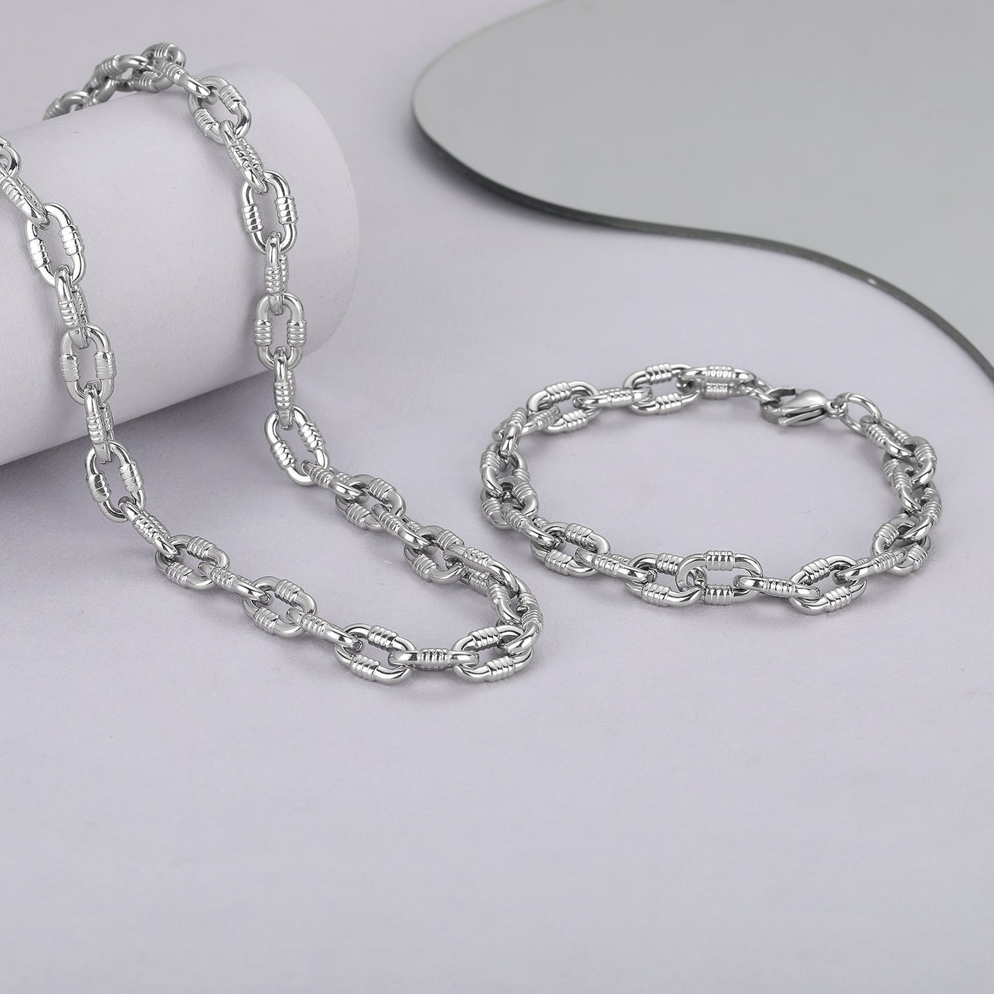 Planderful Jewelry Cuban Link Necklace Steel Modern Hip Hop Inspired Unisex Style