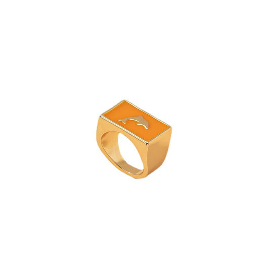 Dolphin Drop Glazed Ring: Edgy Punk Style Women's Jewelry