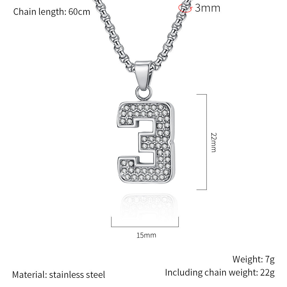 Planderful Everyday Genie Zircon Necklace Arabic Numerals Unisex Streetwear Charm For Men Women