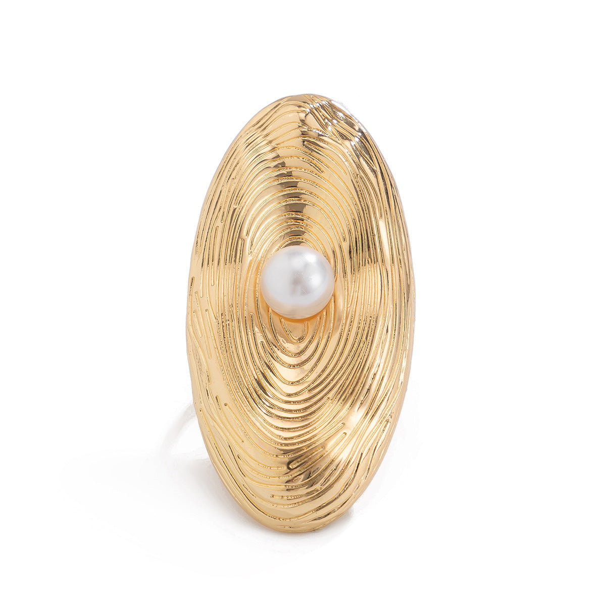 Planderful Vienna Verve Imitation Pearl Ring Open Wind Fold Metal Ring For Trendy Women And Gift Seekers