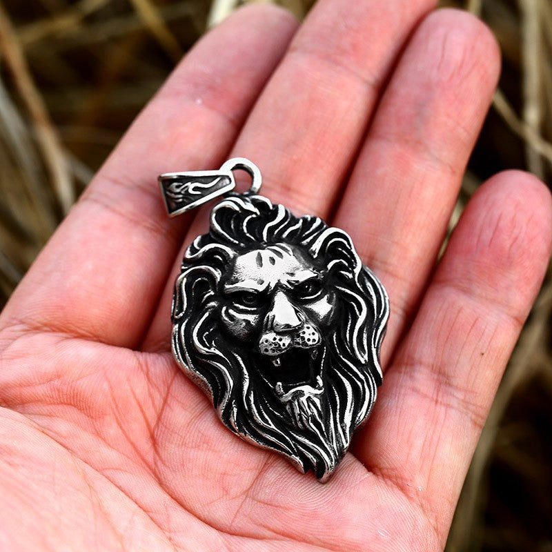 Retro Titanium Steel Lion Head Pendant for Men – Cross-Border Amazon Jewelry