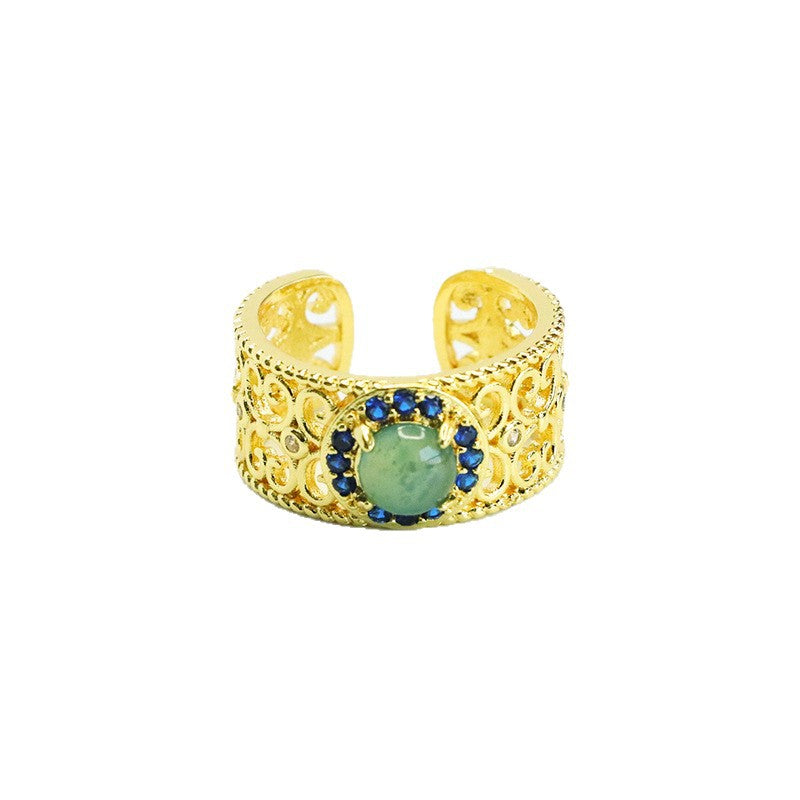 Blue Water Jadeite Open-Front Ring