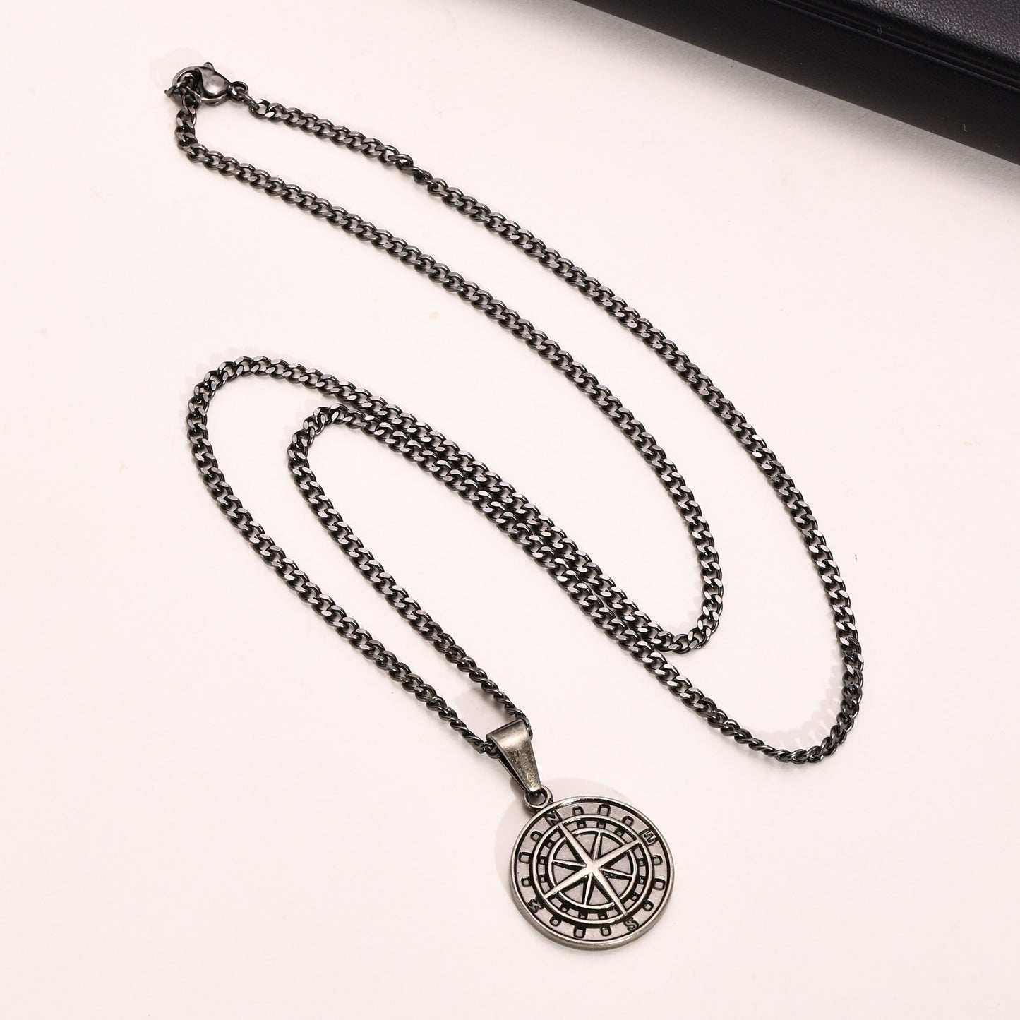 Stainless Steel Compass Pendant Gold Coin Compass Necklace