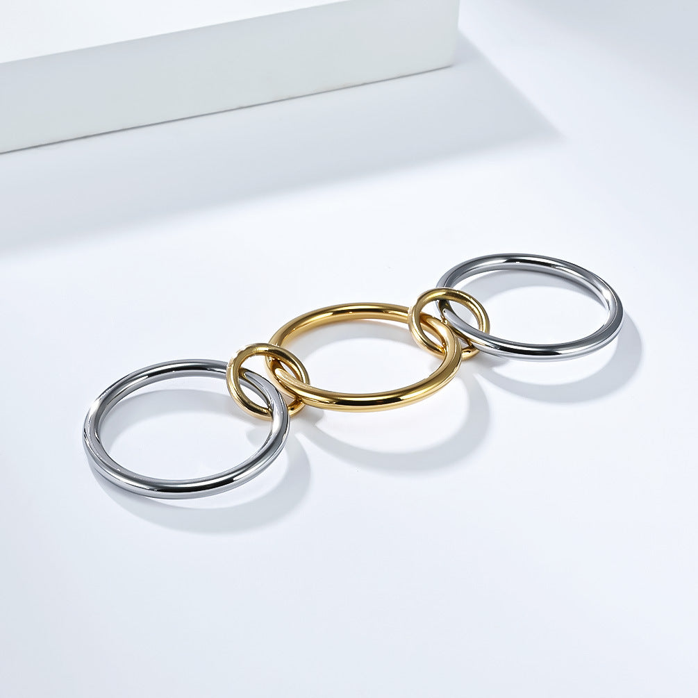 Planderful Everyday Genie Three Ring Stacking Ring Stainless Steel For Women Unisex Statement Jewelry