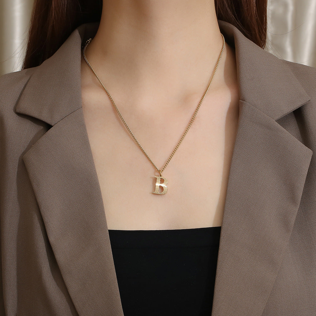 Planderful Everyday Genie Gold Plated Letter Surname Pendant For Couples Unisex Premium Magazine Style Jewelry
