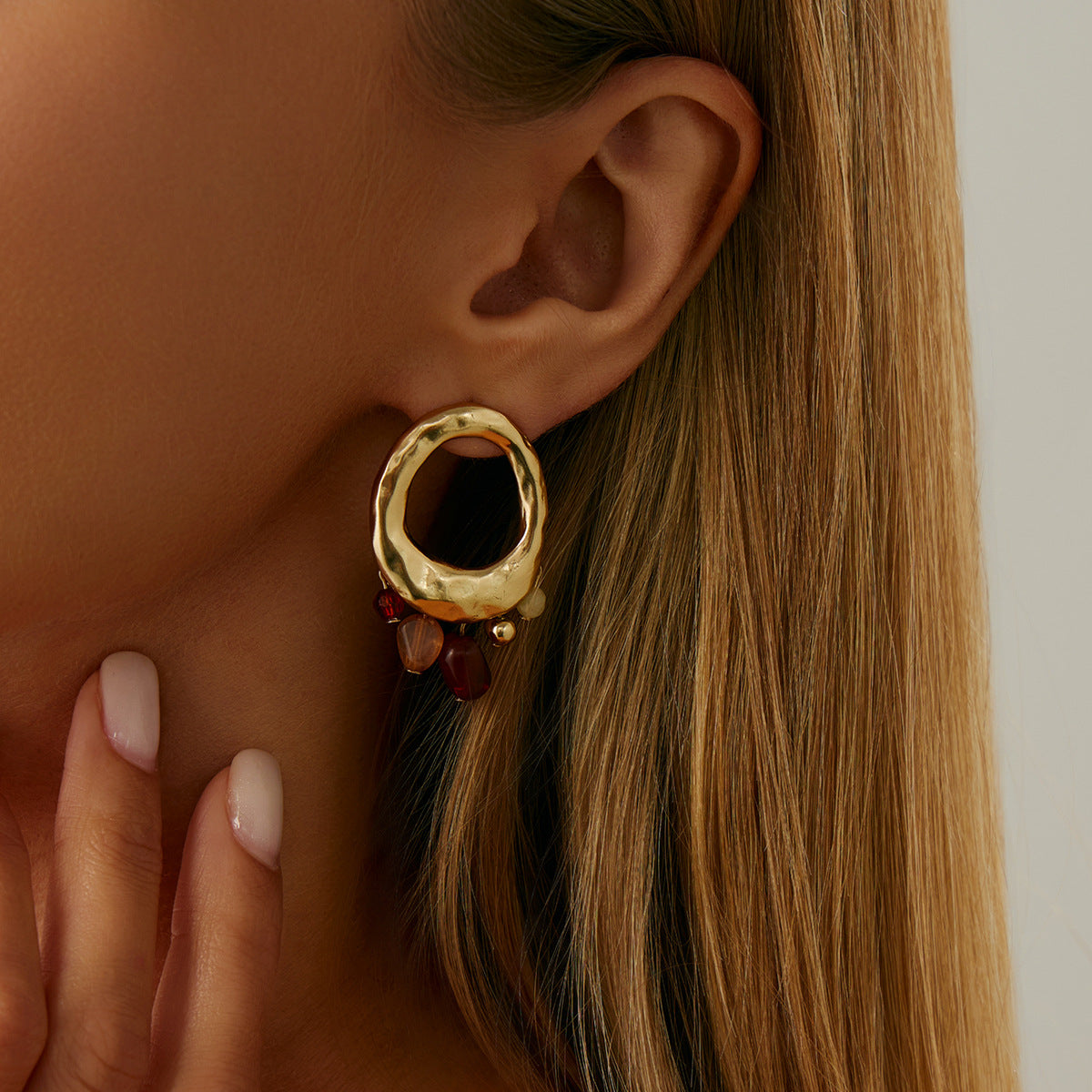 Planderful Metal Wind Flower Stud Earrings Vienna Verve For Women Geometric Turquoise Coral Imitation Statement