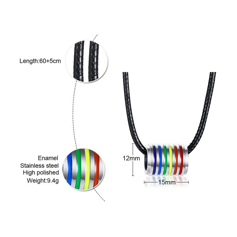 Rainbow Barrel Pendant — Silver or Black