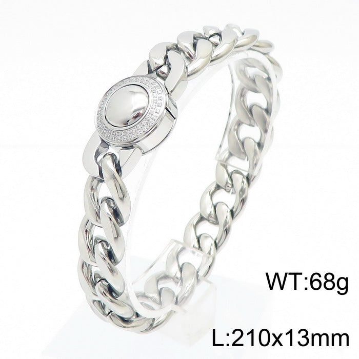 Bracelet Of The – Cnc Zircon Cuban Chain Titanium Steel Men's