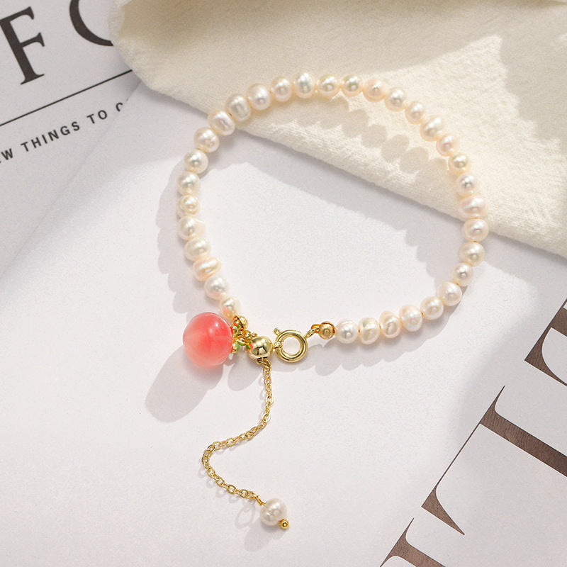 Red Agate Peach Pendant Necklace