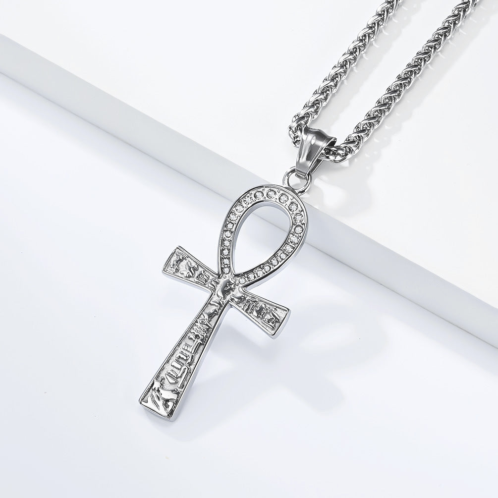 Steel Necklace – Statement Egyptian Anka Cross Necklace With Durable Stainless Steel Finish For Everyday Wear