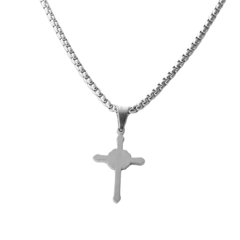 Personalized Retro Titanium Steel Cross Necklace for Men - Trendy Stainless Steel Pendant