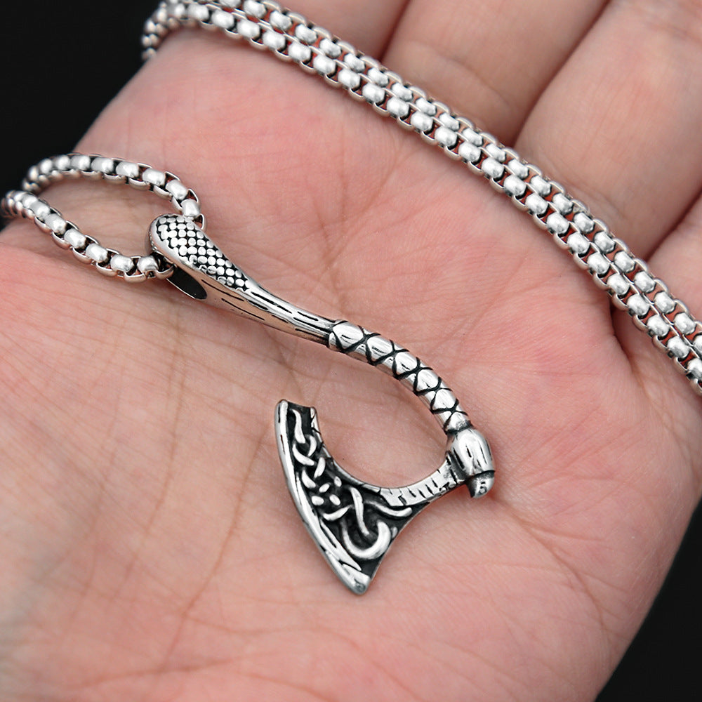 Nordic Hot Sale Axe Titanium Steel Men's Pendant Necklace