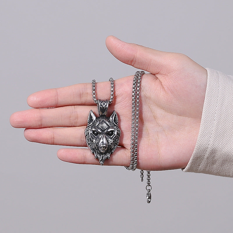 Steel Necklace – Vintage Viking Wolf Head