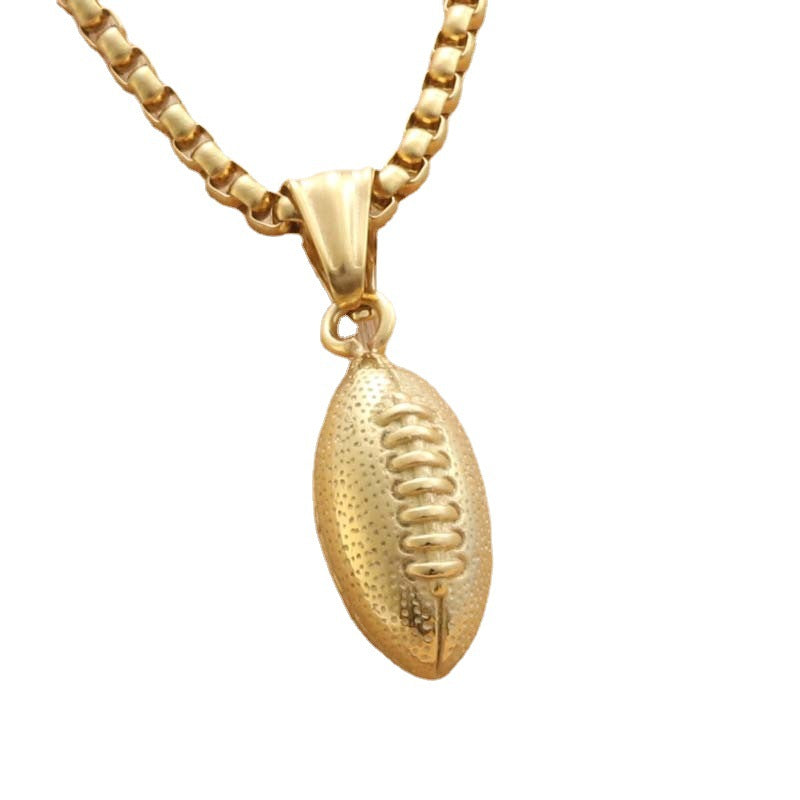 Hiphop European and American Titanium Steel Football Pendant Necklace for Men