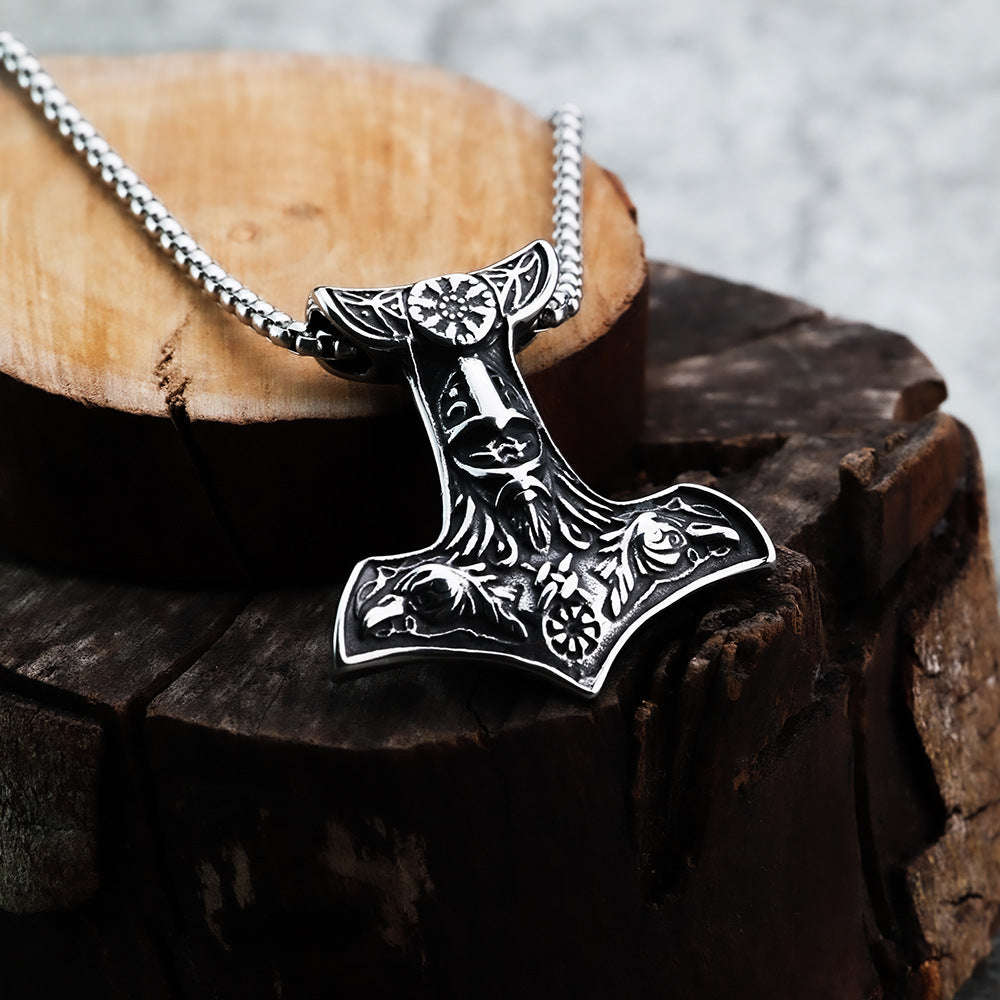 Cross-Border New Nordic Viking Pendant Odin Hammer Fashionable Retro Men's Pendant