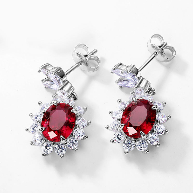 S925 Sterling Silver Lab-Grown Gemstone Signature Stud Earrings