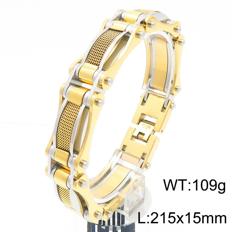 Planderful Mens Tri Color Stainless Steel Bracelet For Men