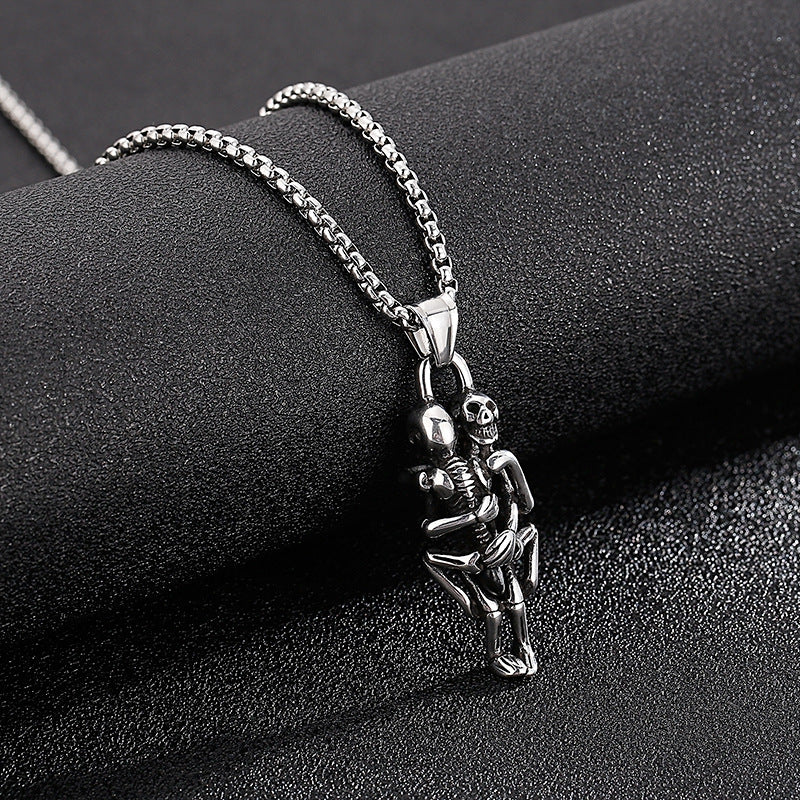 Skull Sword Pendant with Titanium Steel Chain for Men's Retro Style