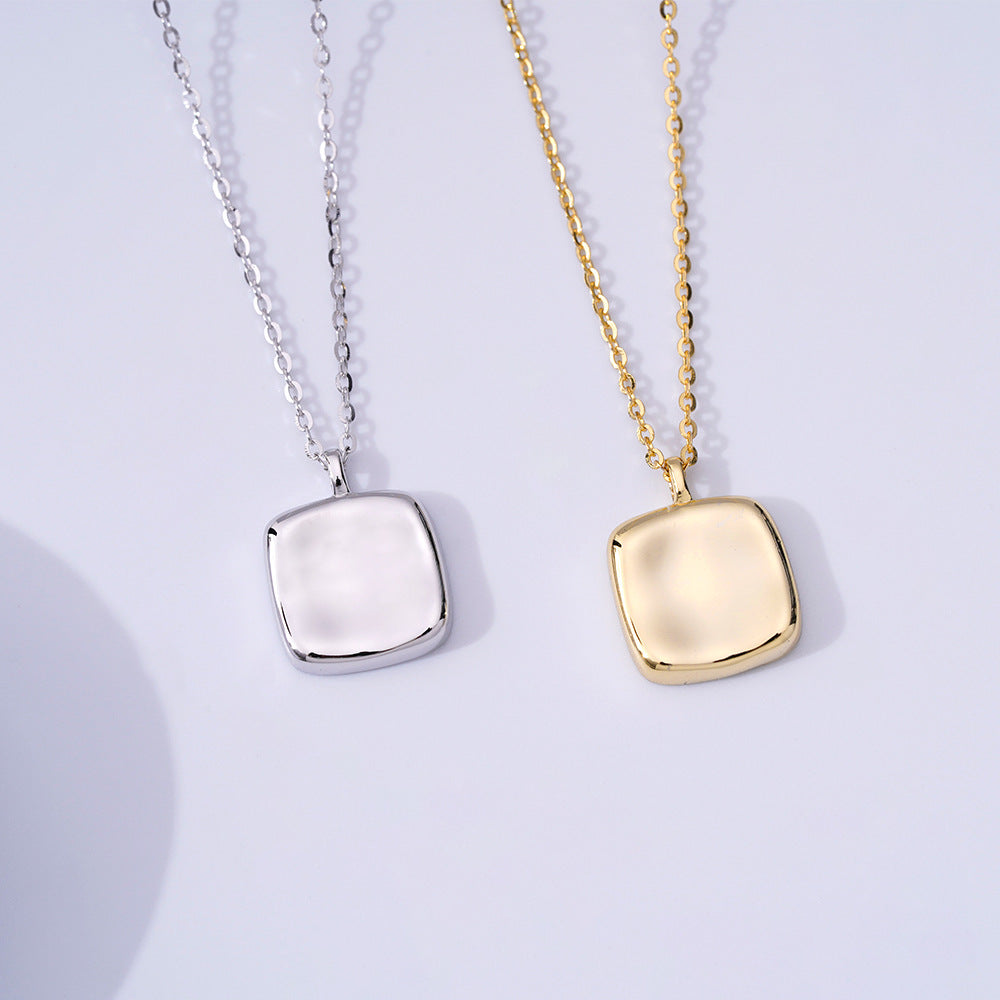New Personalized S925 Silver Geometric Square Necklace