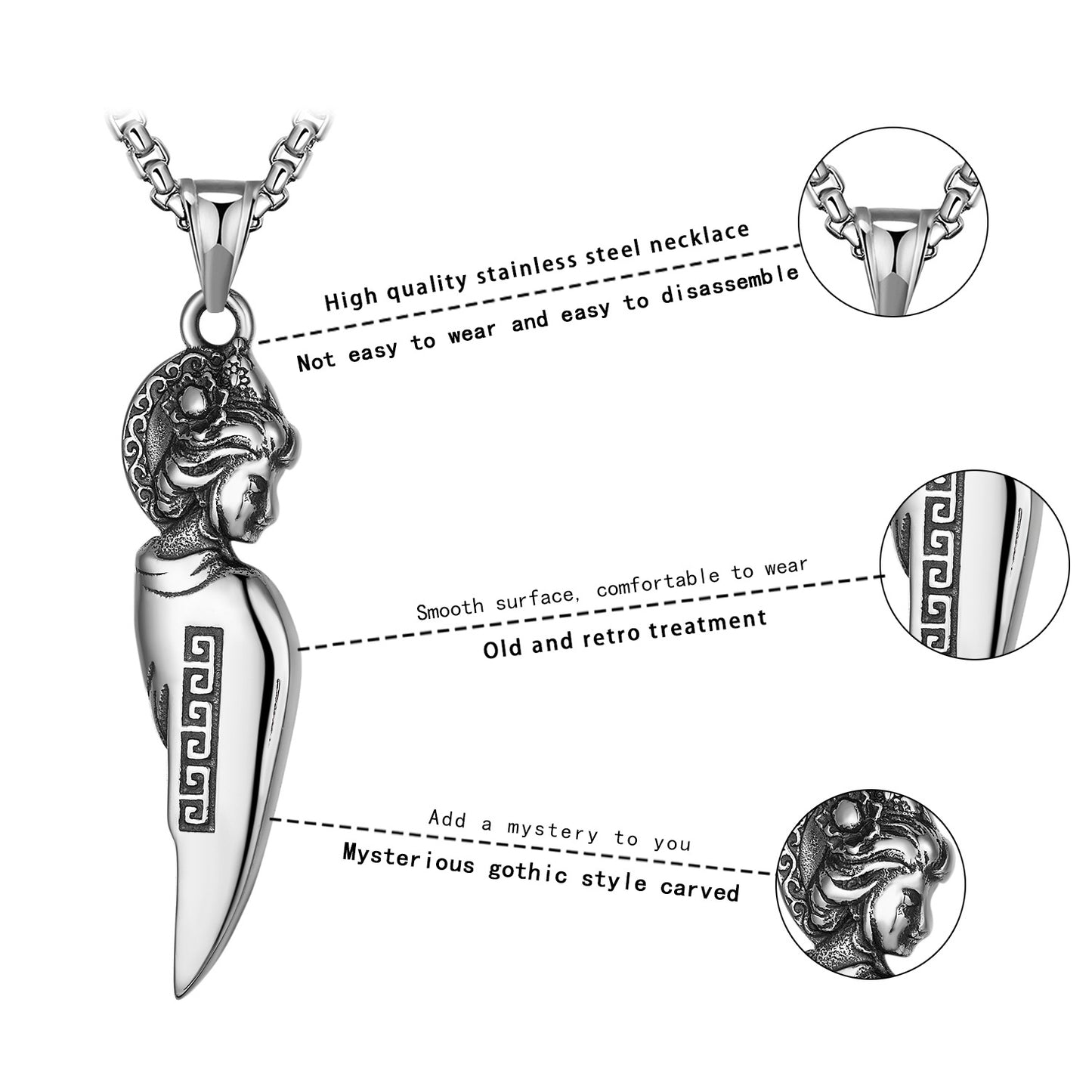 Steel Necklace - Vintage Everyday Wear