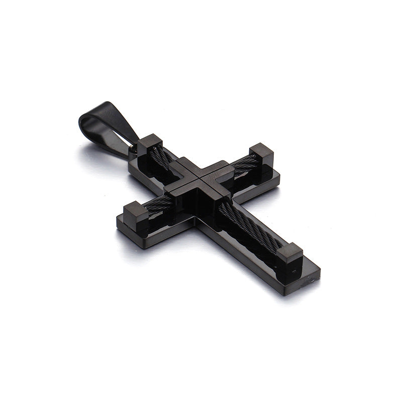 Men's Cross Pendant in Titanium Steel and Stainless Steel Jewelry