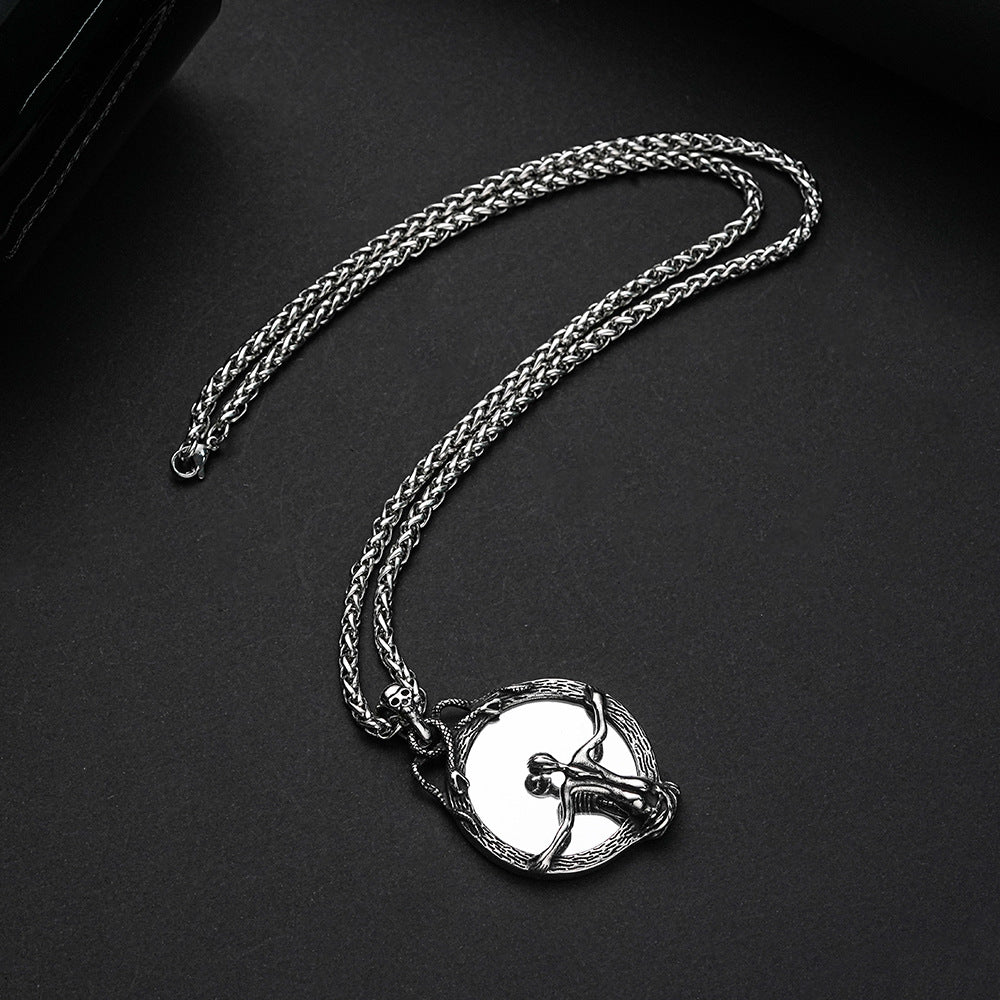 Planderful Bold Stainless Steel Skull Mirror Pendant Necklace Unisex Punk Jewelry Gift For Him And Her