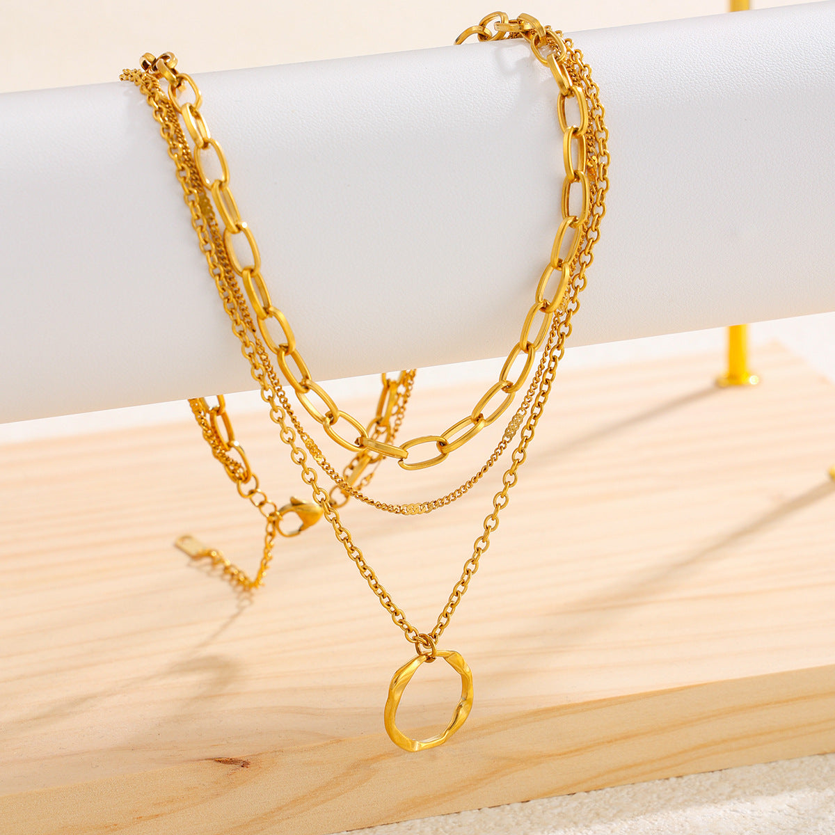 Minimalist Ring Layered Stainless Steel Necklace