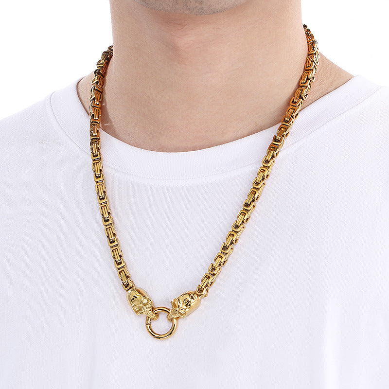 Planderful Titanium Steel Mens Ghost Skull Necklace Hip Hop