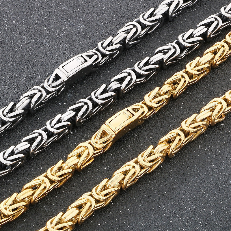 Planderful Men Titanium Steel Necklace Retro Imperial Chain