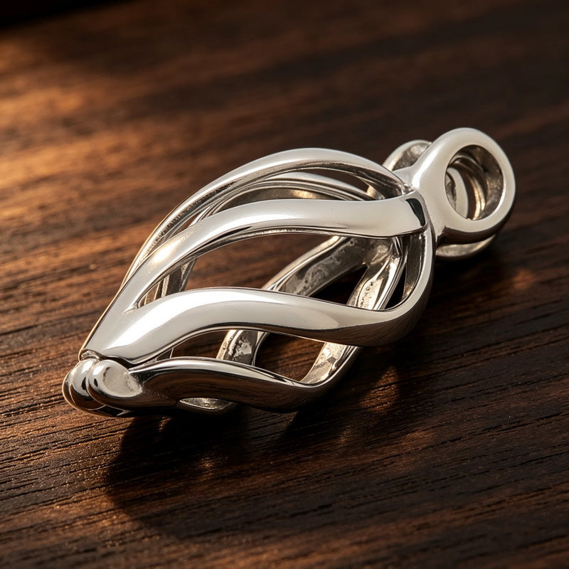 Niche Commemorative Pendant Trendy Hollow Willow Leaf Can Be Opened Water Drop-Shaped Titanium Necklace