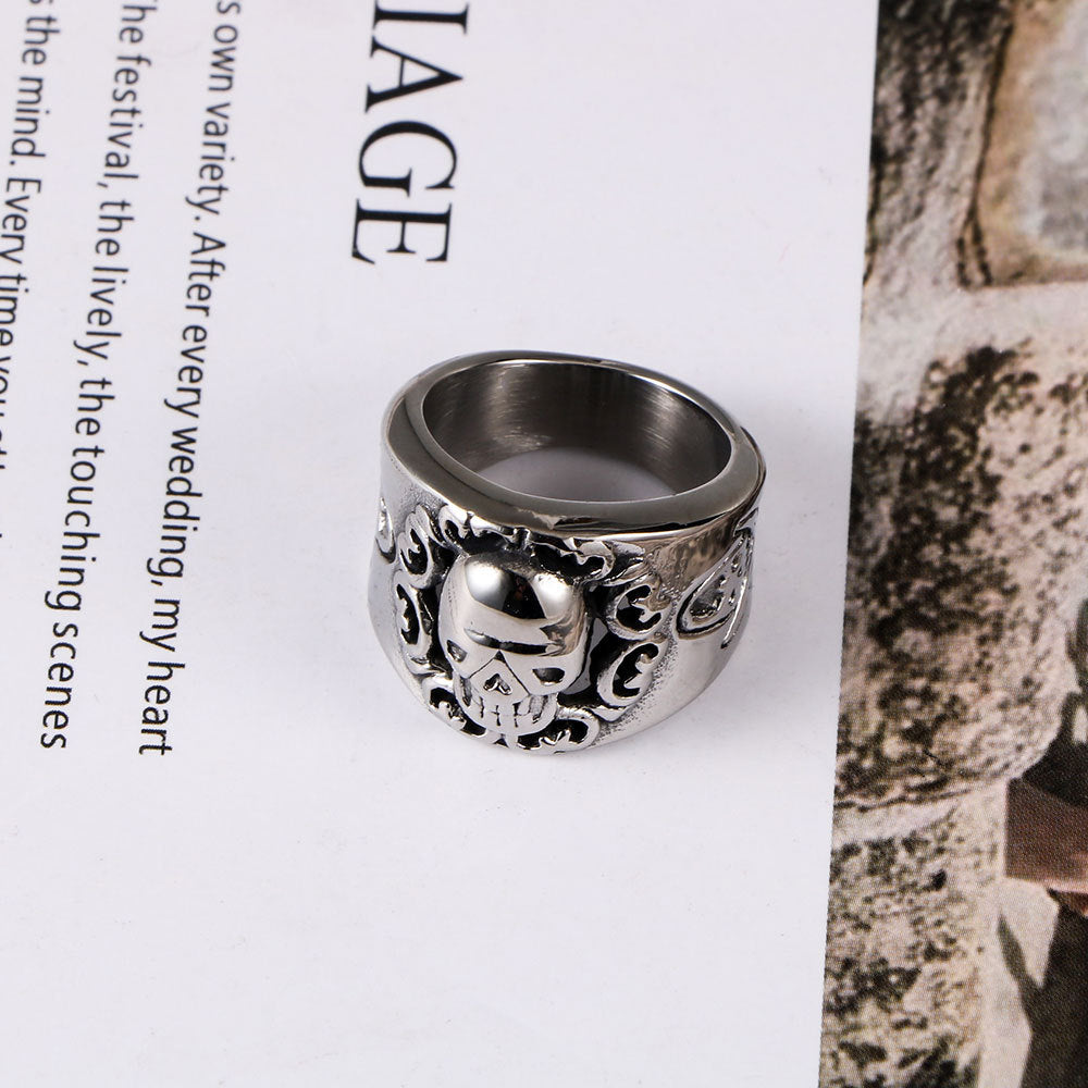 European American Titanium Steel Skeleton Ghost Horse Ring