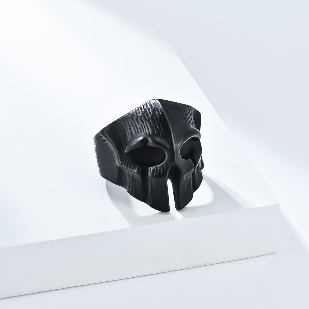 Planderful Spartan Skull Stainless Steel Ring For Men Bold Vintage Look Rugged Ancient Silver Jewelry