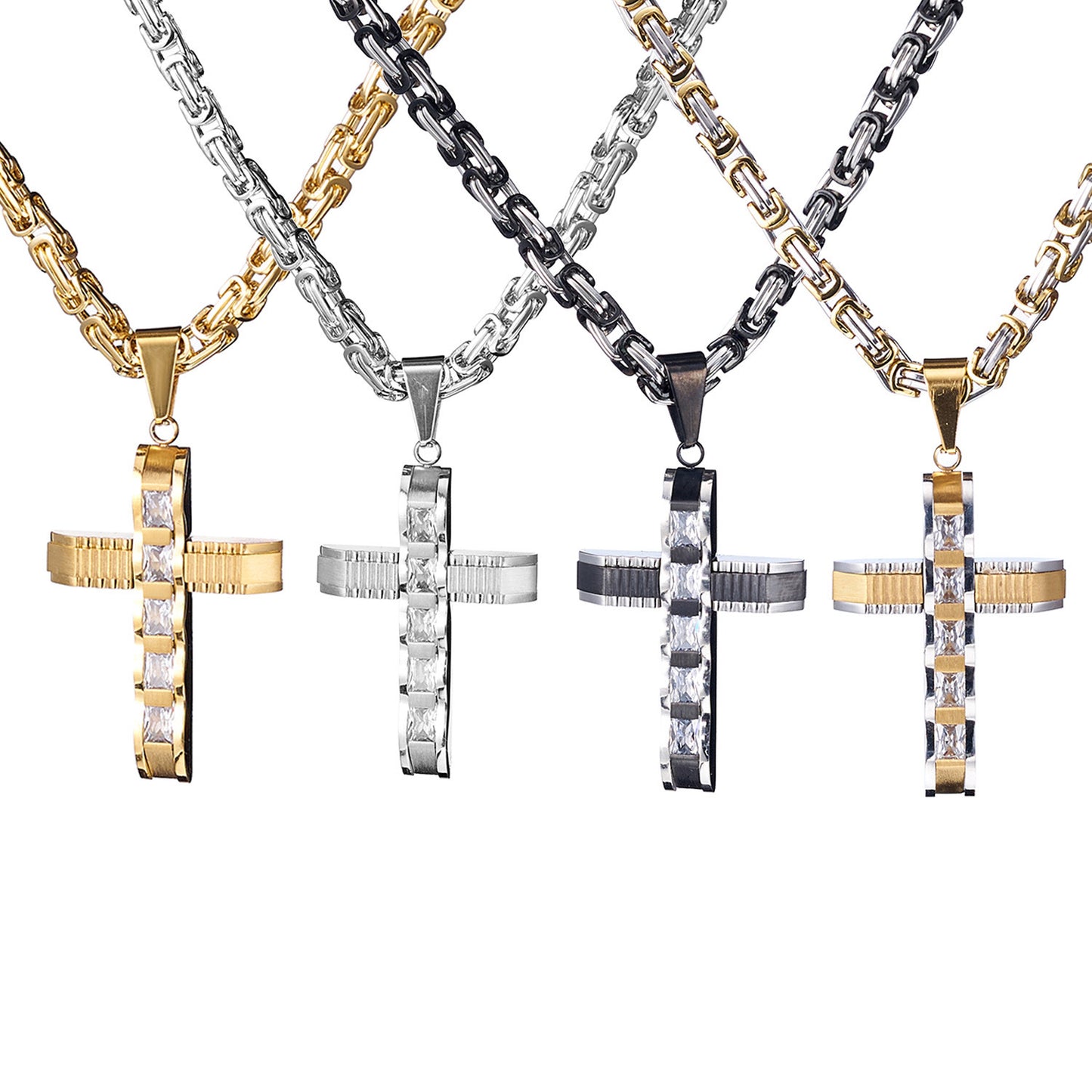 Planderful Everyday Genie Unisex Cross Pendant Necklace Durable Titanium Stainless Steel
