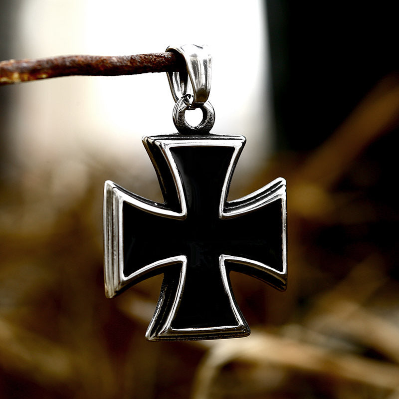 Retro Titanium Steel Cross Epoxy Pendant for Men - Wholesale European and American Stylish Jewelry