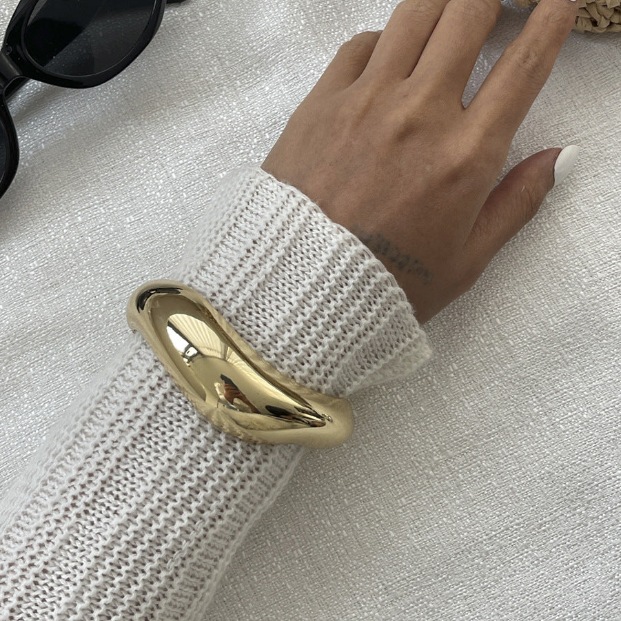 Street Shot Smudging Irregular Wide Bracelet Geometric Exaggeration Spring Buckle Opening Bracelet