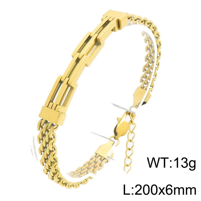 Double-Layer Geometric Ladder Layered Cuban Chain Bracelet Version Back Pattern With