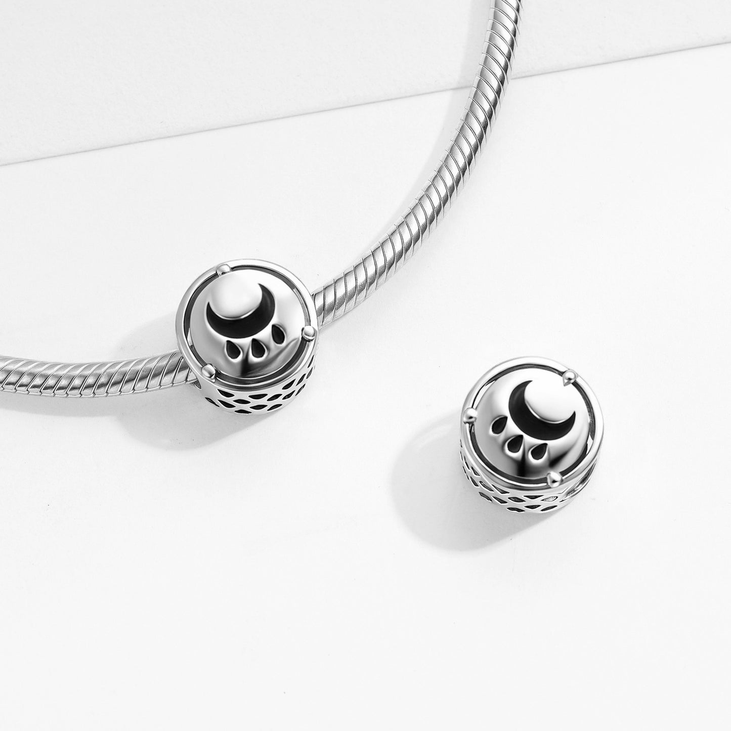 Planderful Jewelry Moon Blessing Beaded Bracelet In Sterling Silver S925 Pendant