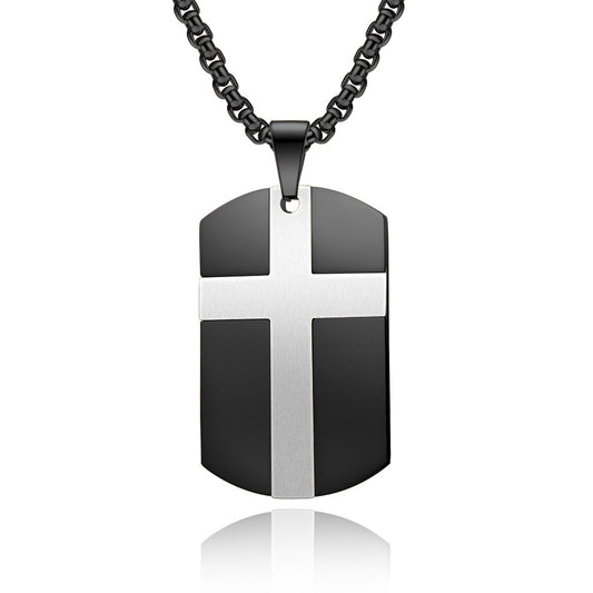 Planderful Cross Necklace Titanium Steel Army Style Unisex Jewelry for Men and Women