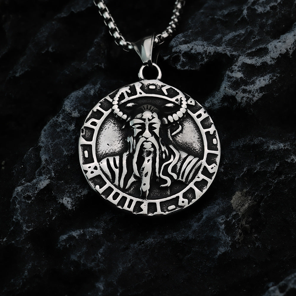 European And American Stainless Steel Men's Pendant Odin Necklace