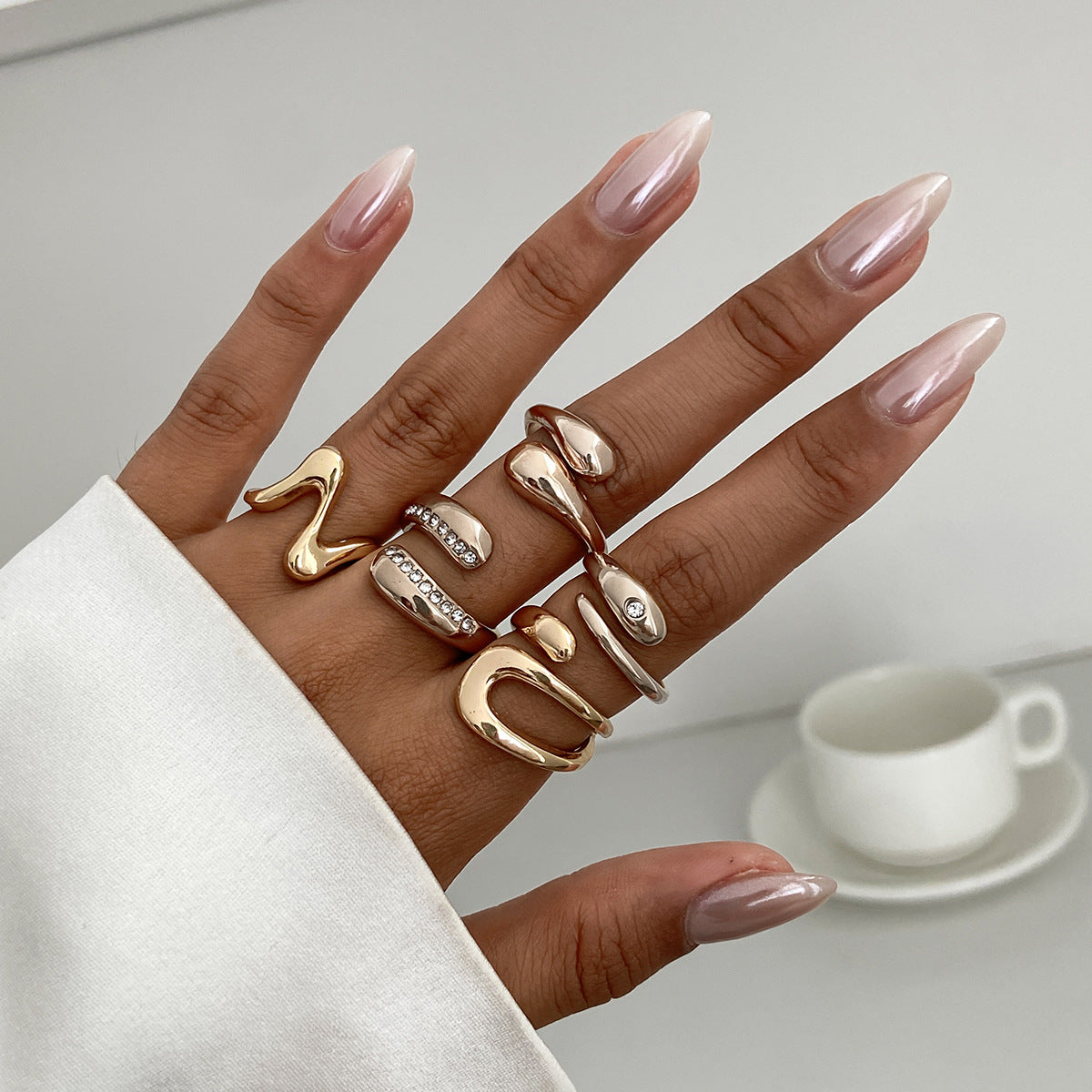 Planderful Vienna Verve Open Joint Ring For Women With Zircon Accent Minimalist Statement Jewelry
