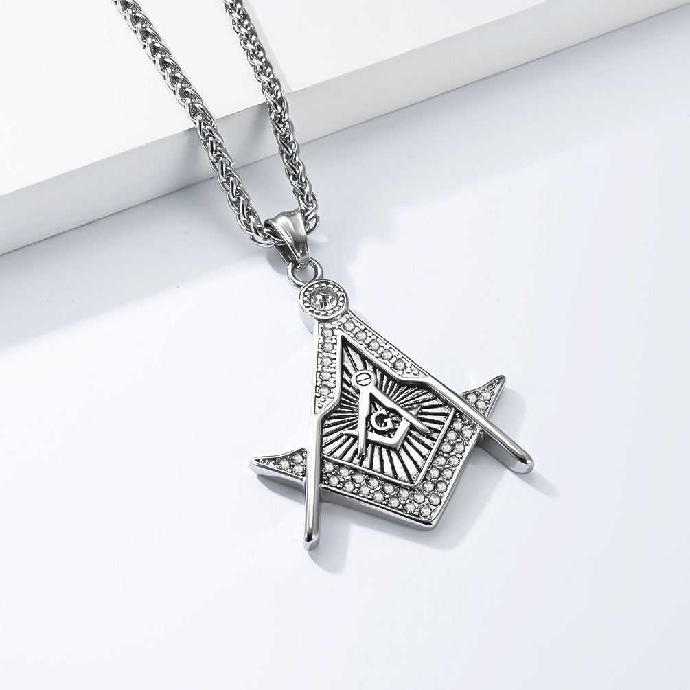 Planderful Masonic Necklace Unisex Pendant Retro Punk Style Long Lasting Finish For Trendsetters